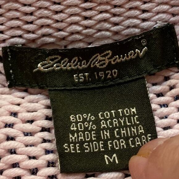 Eddie Bauer Light Pink Cotton Blend Long Sleeve Sweater Sz M - Picture 6 of 7